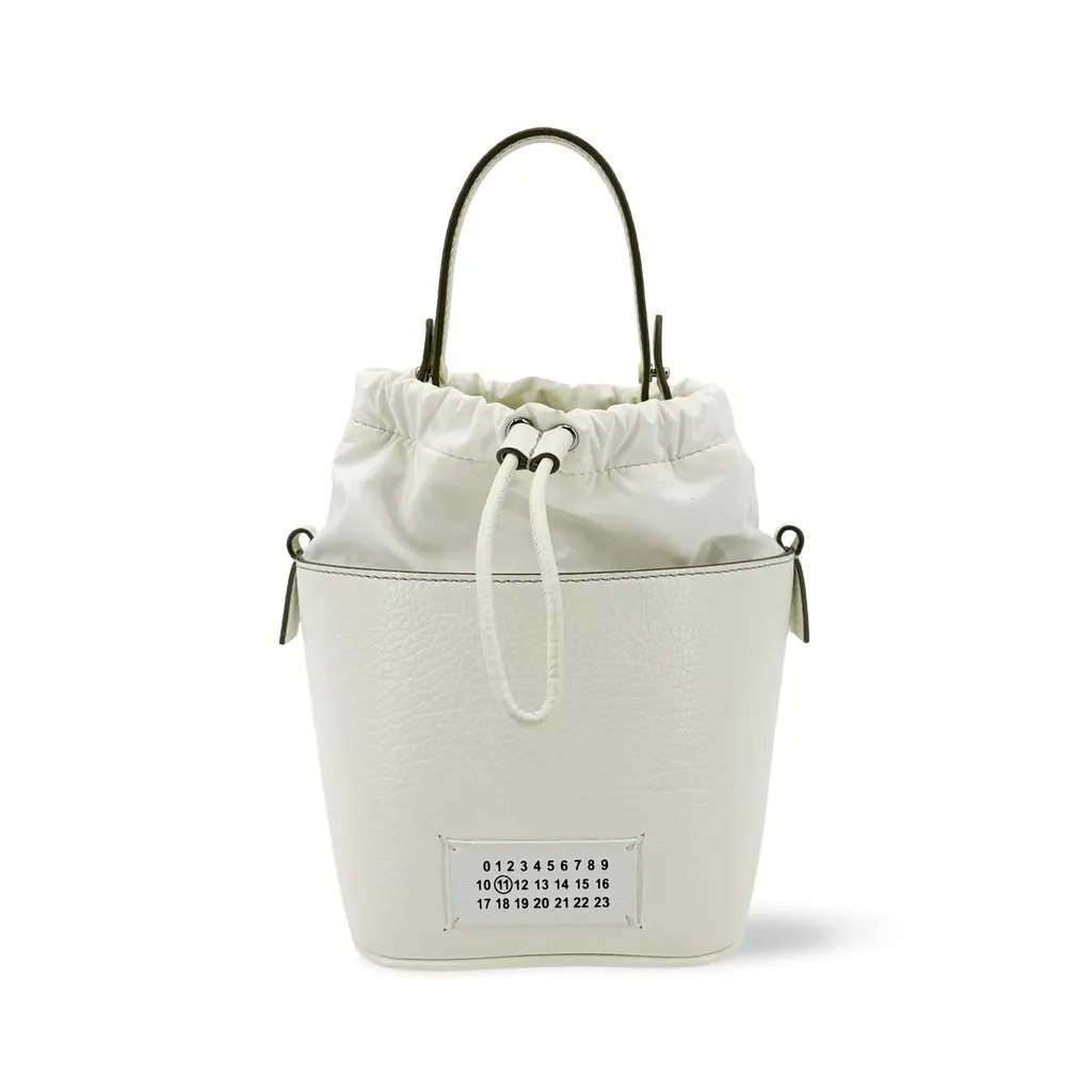Maison Margiela 5AC Micro Bucket Bag White White Leather Good - Front View