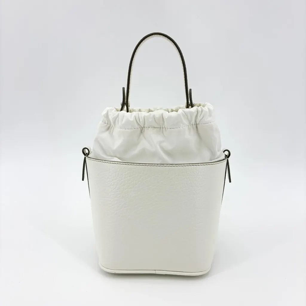 Maison Margiela 5AC Micro Bucket Bag White White Leather Good - Inside View