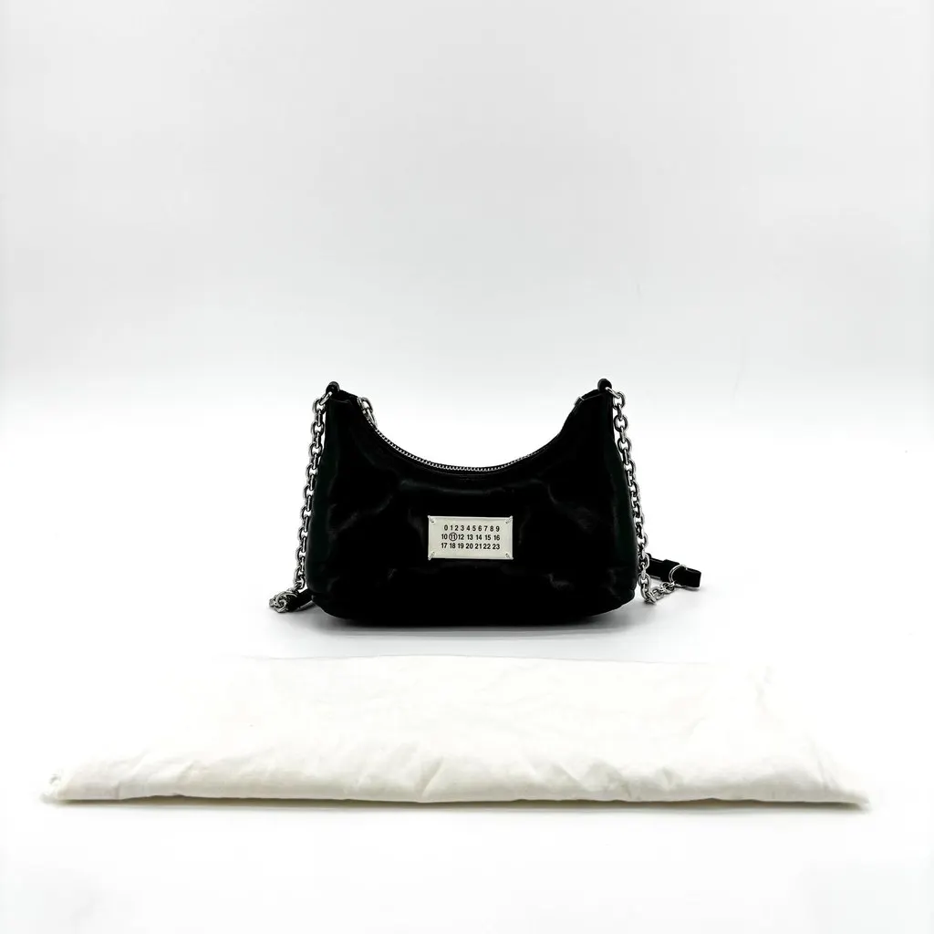 Maison Margiela Glam Slam Small Hobo Bag Black Black Shearling Good - Back View