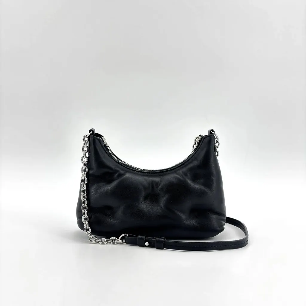 Maison Margiela Glam Slam Small Hobo Bag Black Black Shearling Good - Inside View