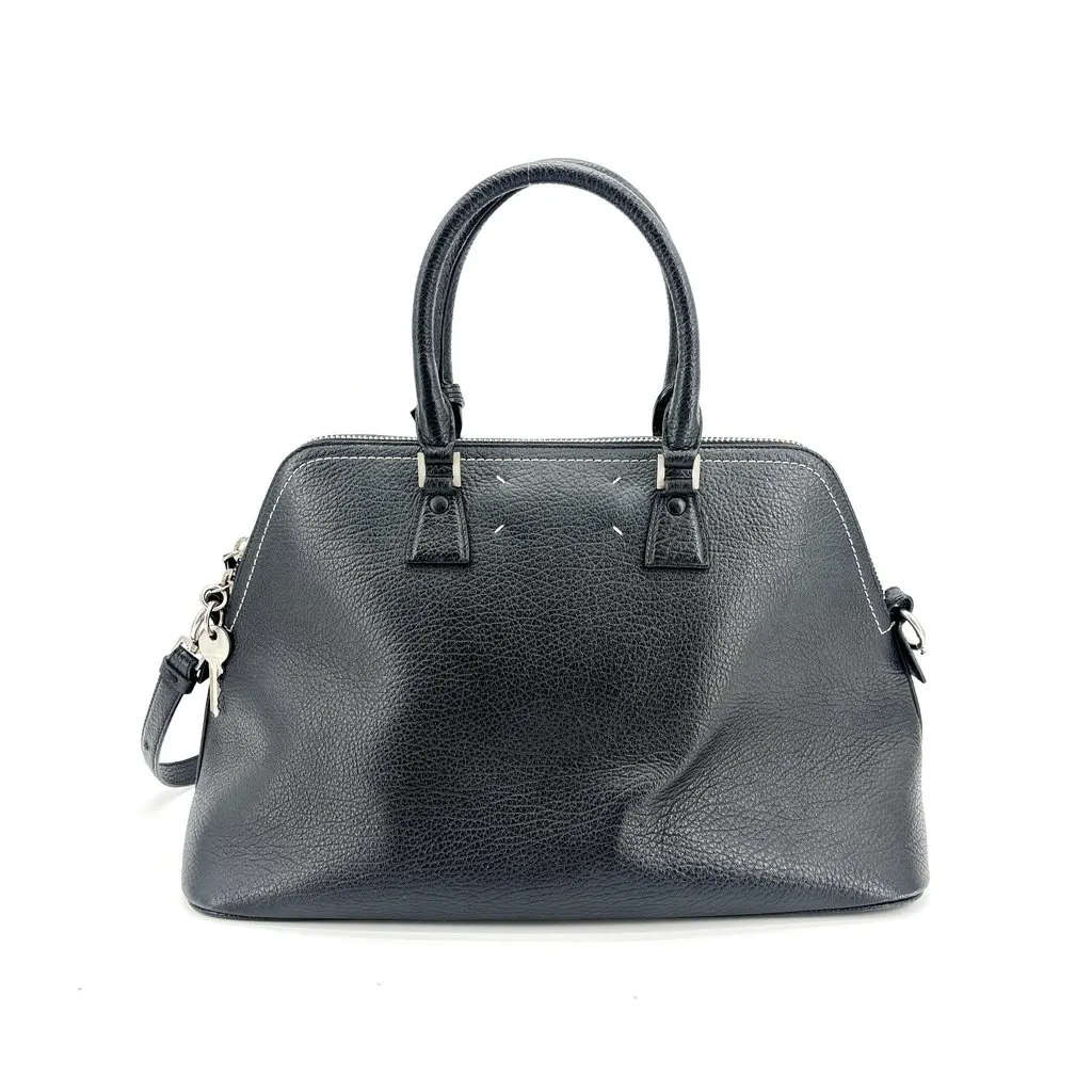 Maison Margiela 5AC Classic Medium Bag Black Black Leather Good - Back View
