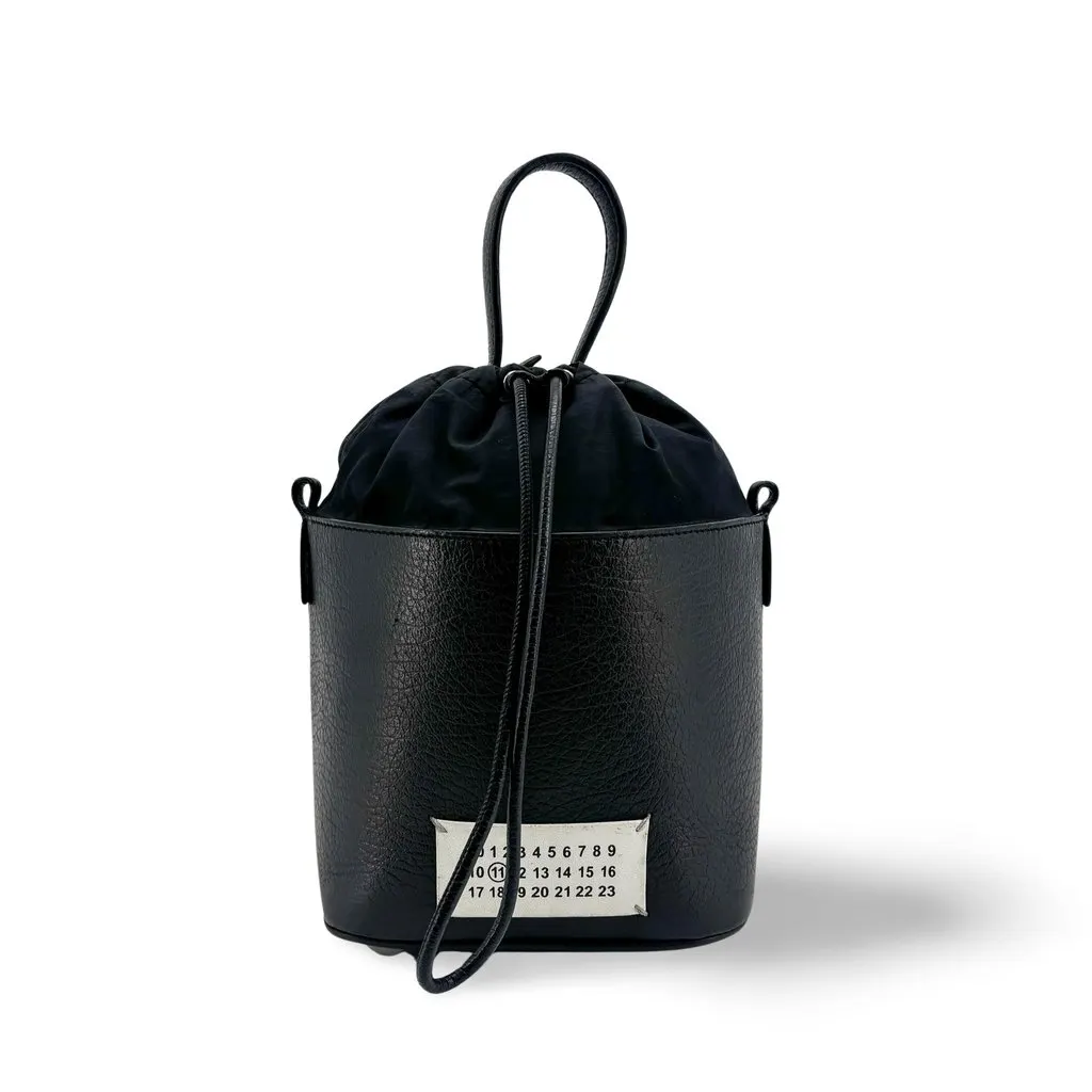 Maison Margiela 5AC Bucket Bag Black Black Leather Good - Front View
