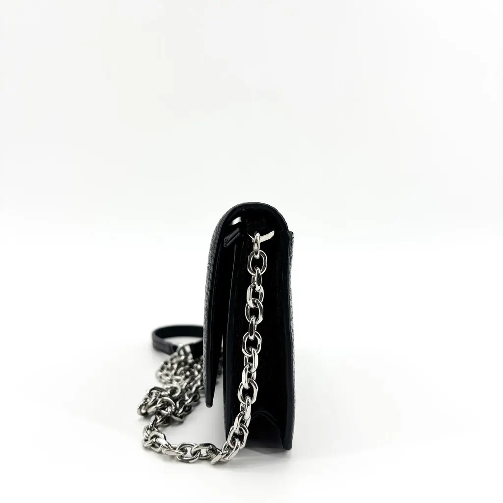 Maison Margiela Four-Stitch Leather Chain Wallet Black Black Leather Good - Model View
