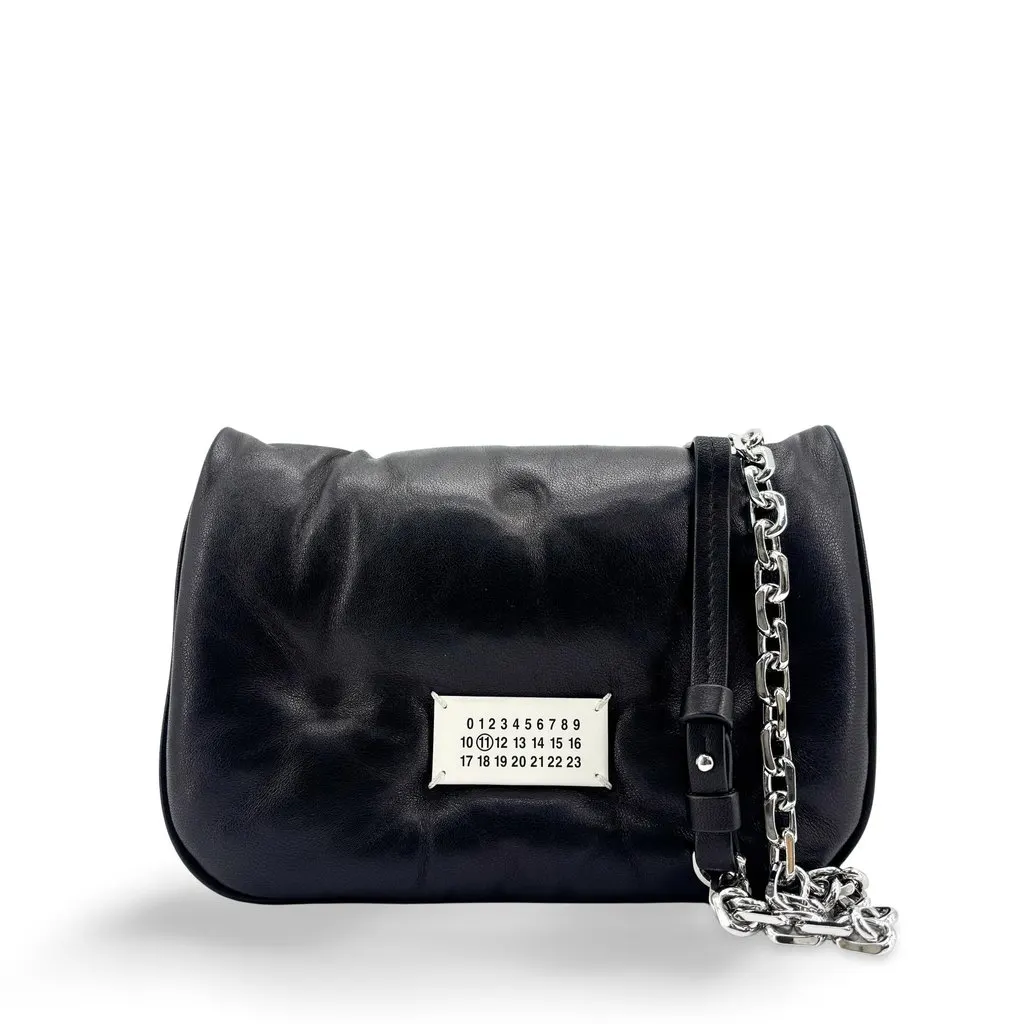 Maison Margiela Glam Slam Small Chain Shoulder Bag Black Black Shearling Good - Front View