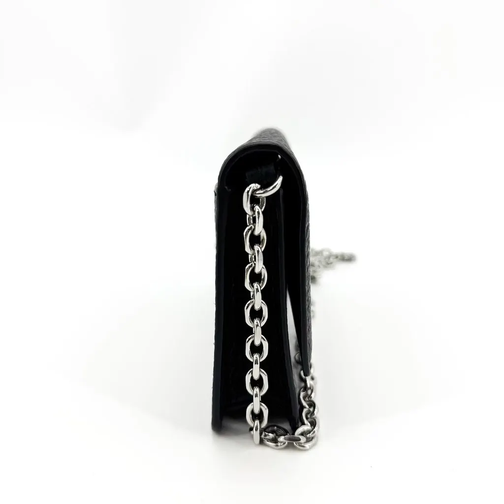 Maison Margiela Grained Leather Chain Wallet Black Black Leather Very good - Model View