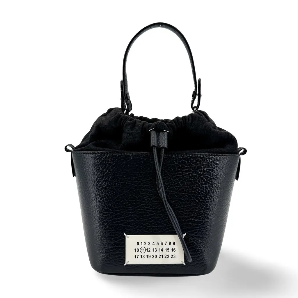 Maison Margiela 5AC Micro Bucket Bag Black Black Leather Good - Front View