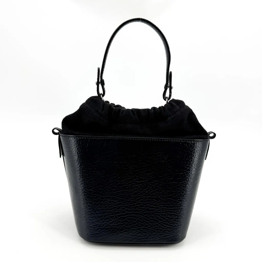 Maison Margiela 5AC Micro Bucket Bag Black Black Leather Good - Back View