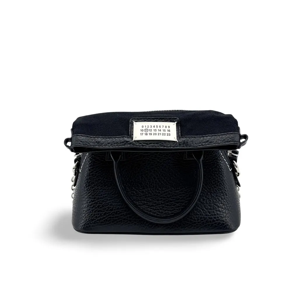 Maison Margiela 5AC Micro Tote Bag Black Black Leather Good - Front View