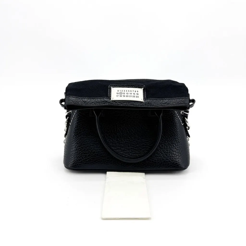 Maison Margiela 5AC Micro Tote Bag Black Black Leather Good - Back View
