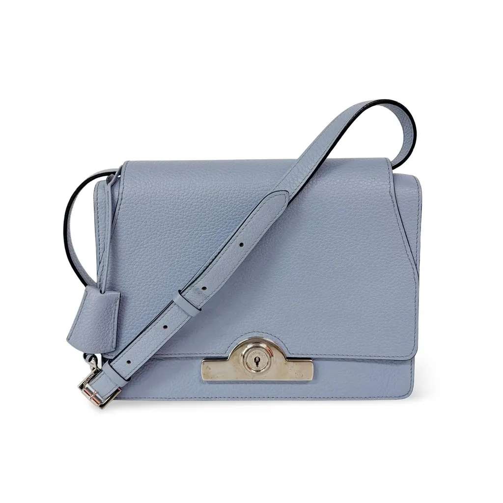 Moynat Leather Crossbody Bag Sky Blue Blue Leather Good - Front View