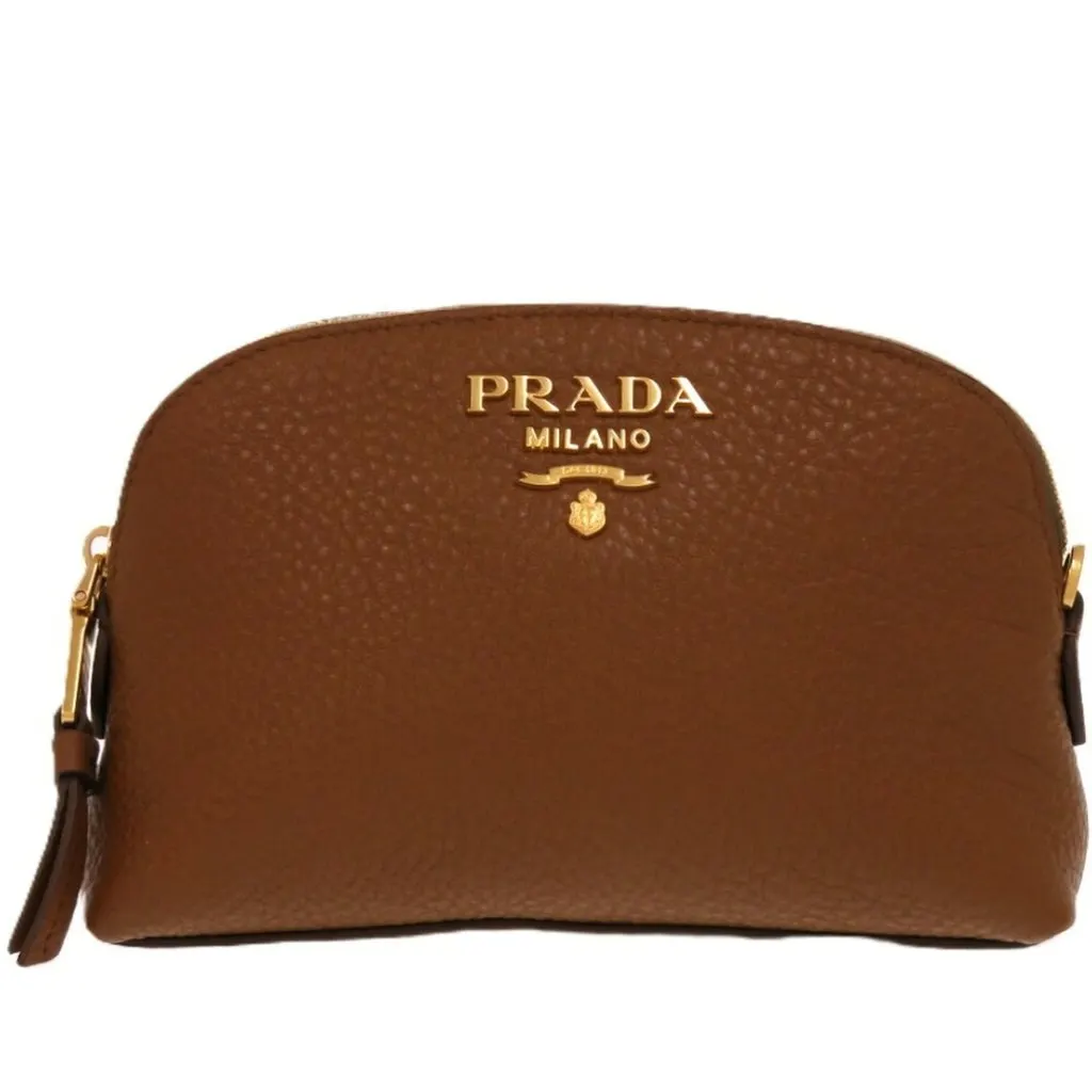 Prada Brown leather pouch bag Brown Leather Good - Front View
