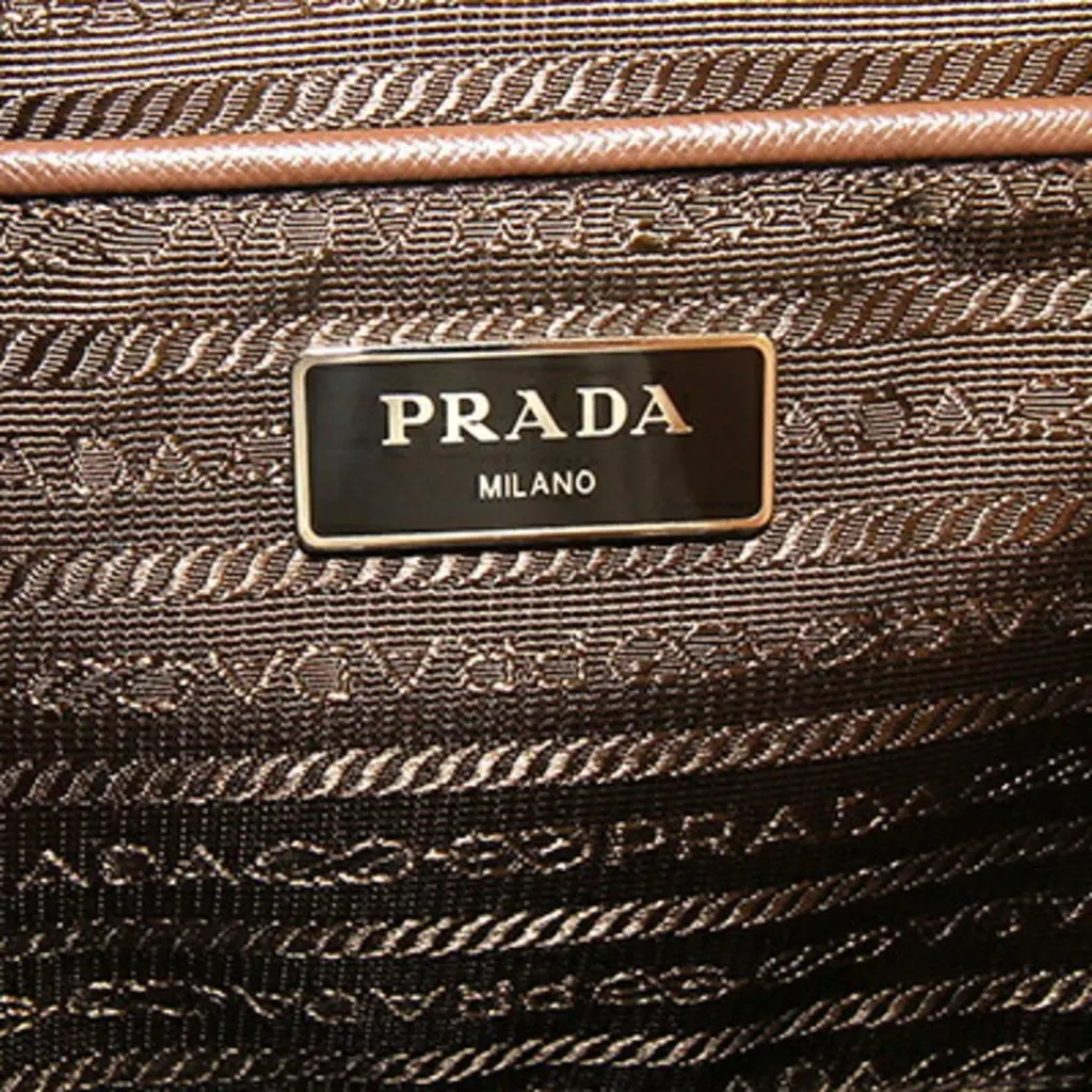 Prada Brown nylon leather triangular backpack Brown Polyamide Good - Model View