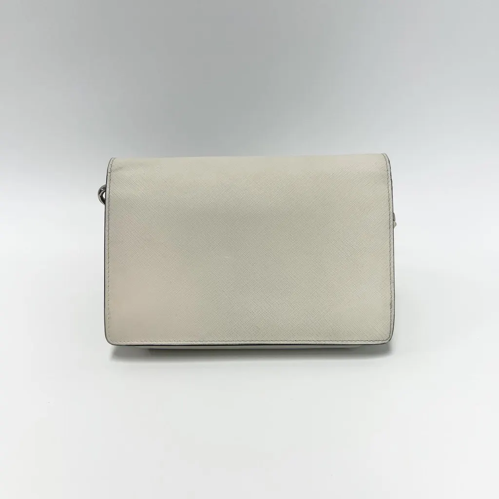 Prada Saffiano Leather Mini Envelope Bag 1BP020 White Leather Good - Inside View