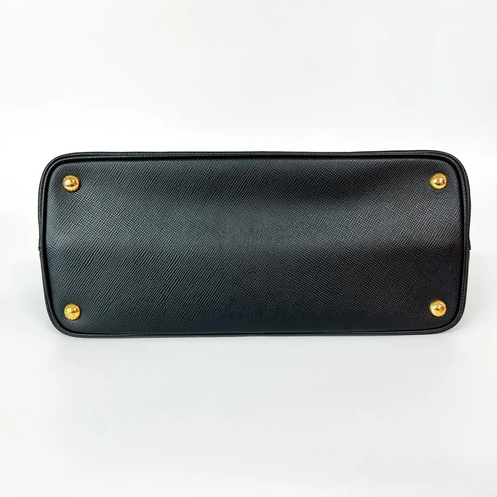 Prada Double Saffiano Leather Medium Black Black Leather Good - Box View