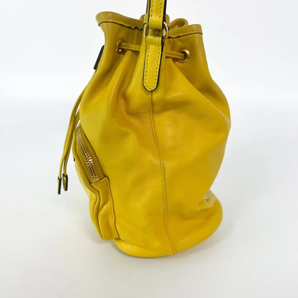 Prada Leather Duet Bucket Bag Yellow Yellow Leather Good - Box View
