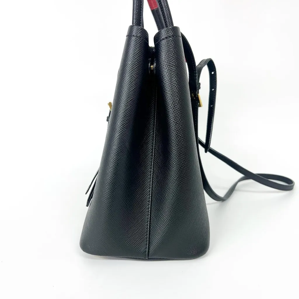 Prada Saffiano Cur Double Bag Medium 1BG775 Black Leather Good - Box View