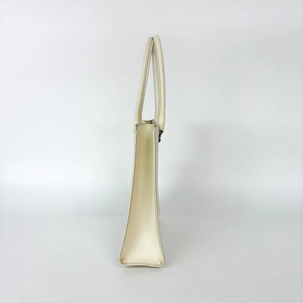 Prada Vitello Phoenix Leather Tote Bag Ivory Ecru Leather Good - Inside View