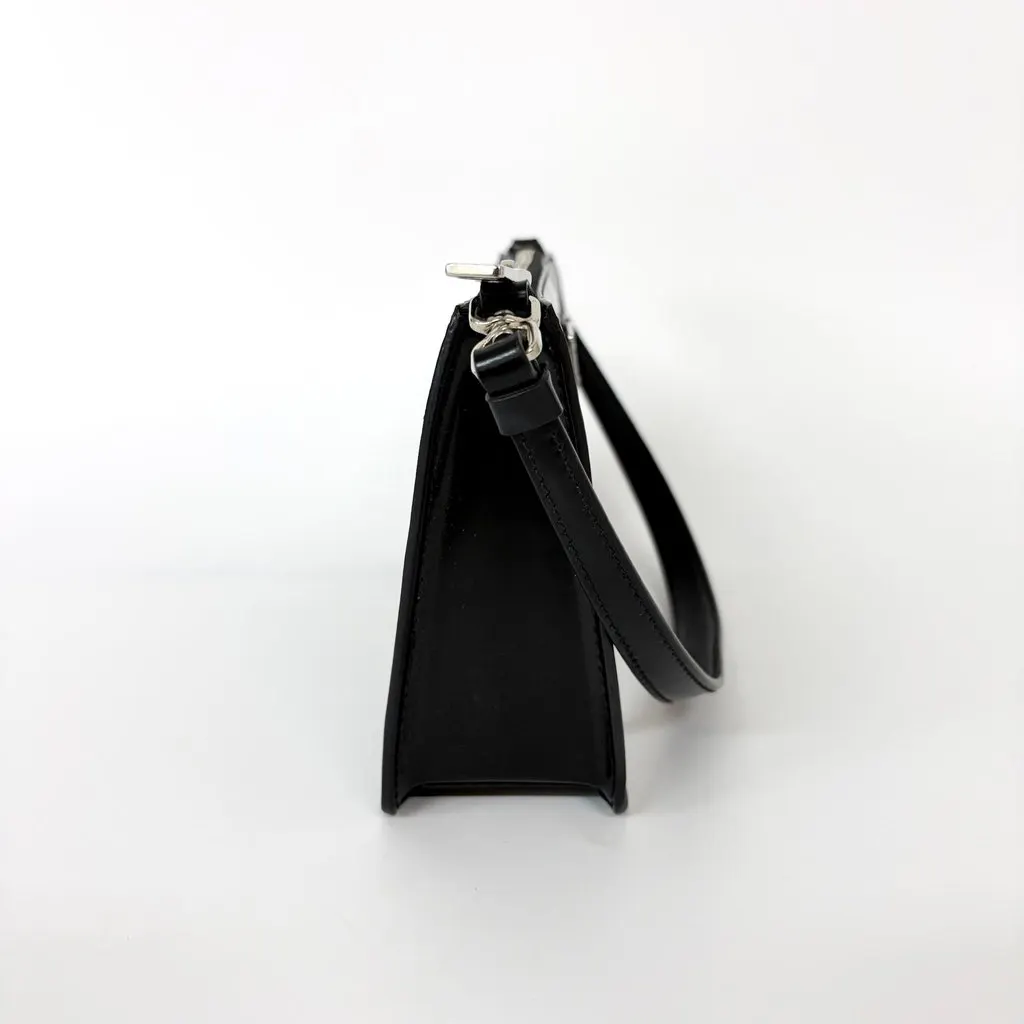 Prada Brushed Leather Mini Shoulder Bag Black Black Leather Good - Model View