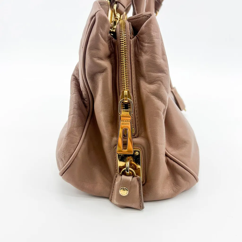 Prada Vitello Daino Leather Bow Tote Bag Taupe MultiColor Leather Good - Inside View