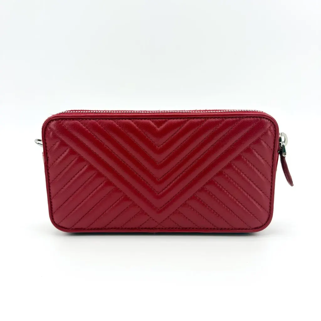 Prada Quilted Napa Leather Pouch Red MultiColor Leather Very good - Inside View