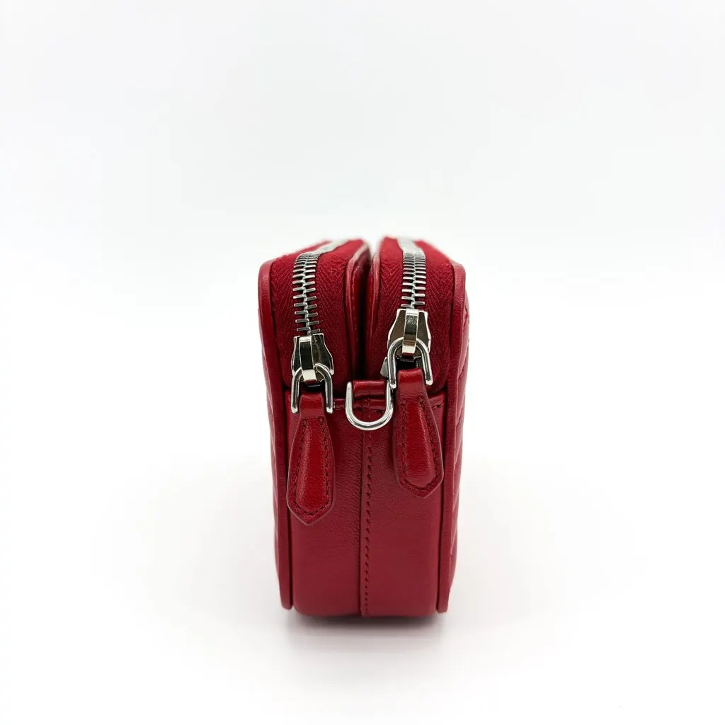 Prada Quilted Napa Leather Pouch Red MultiColor Leather Very good - Model View
