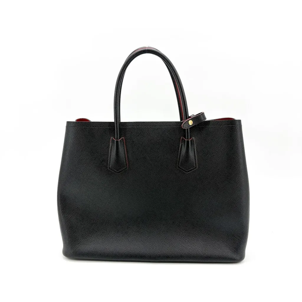 Prada Saffiano Cuir Medium Double Bag Black Red Black Leather Very good - Inside View