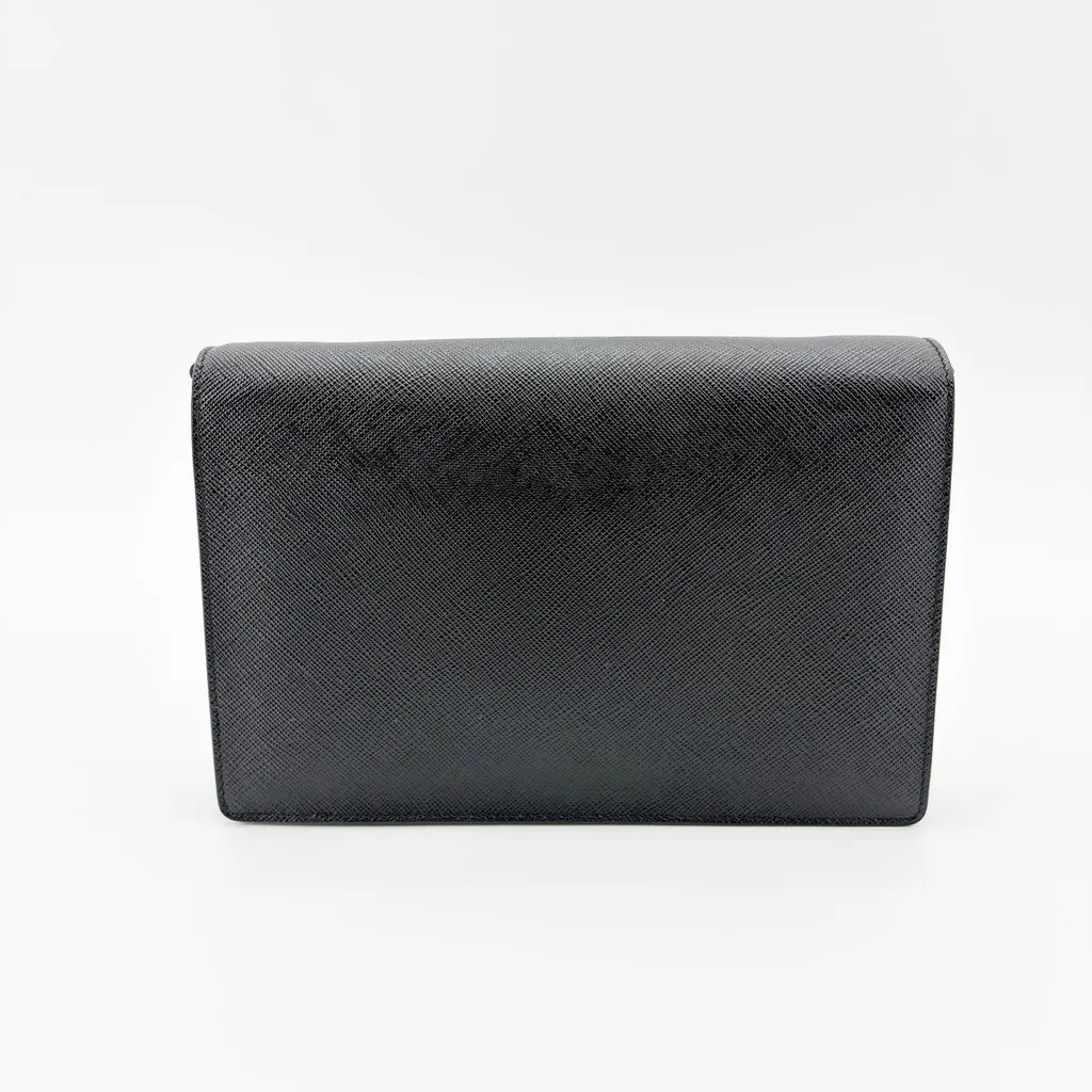 Prada Saffiano Soft Calf Envelope Clutch Black Black Leather Very good - Inside View