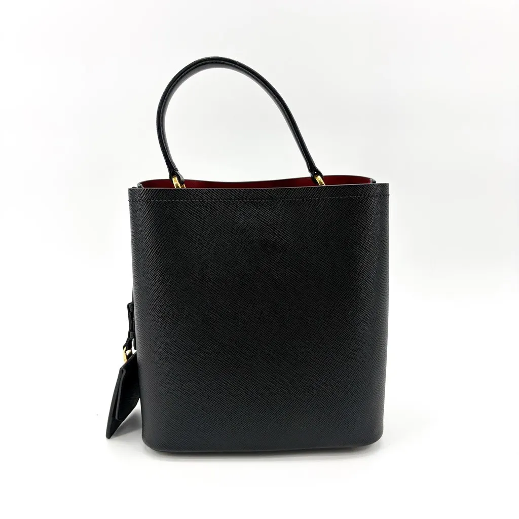 Prada Small Saffiano Leather Panier Bag Black Black Leather Very good - Inside View