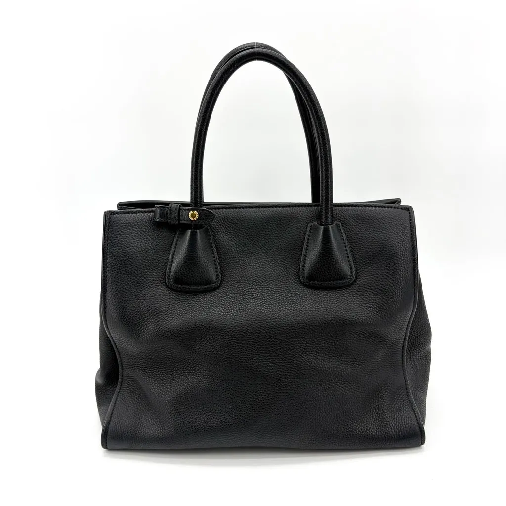 Prada Vitello Phoenix Tote Bag Black Black Leather Good - Inside View
