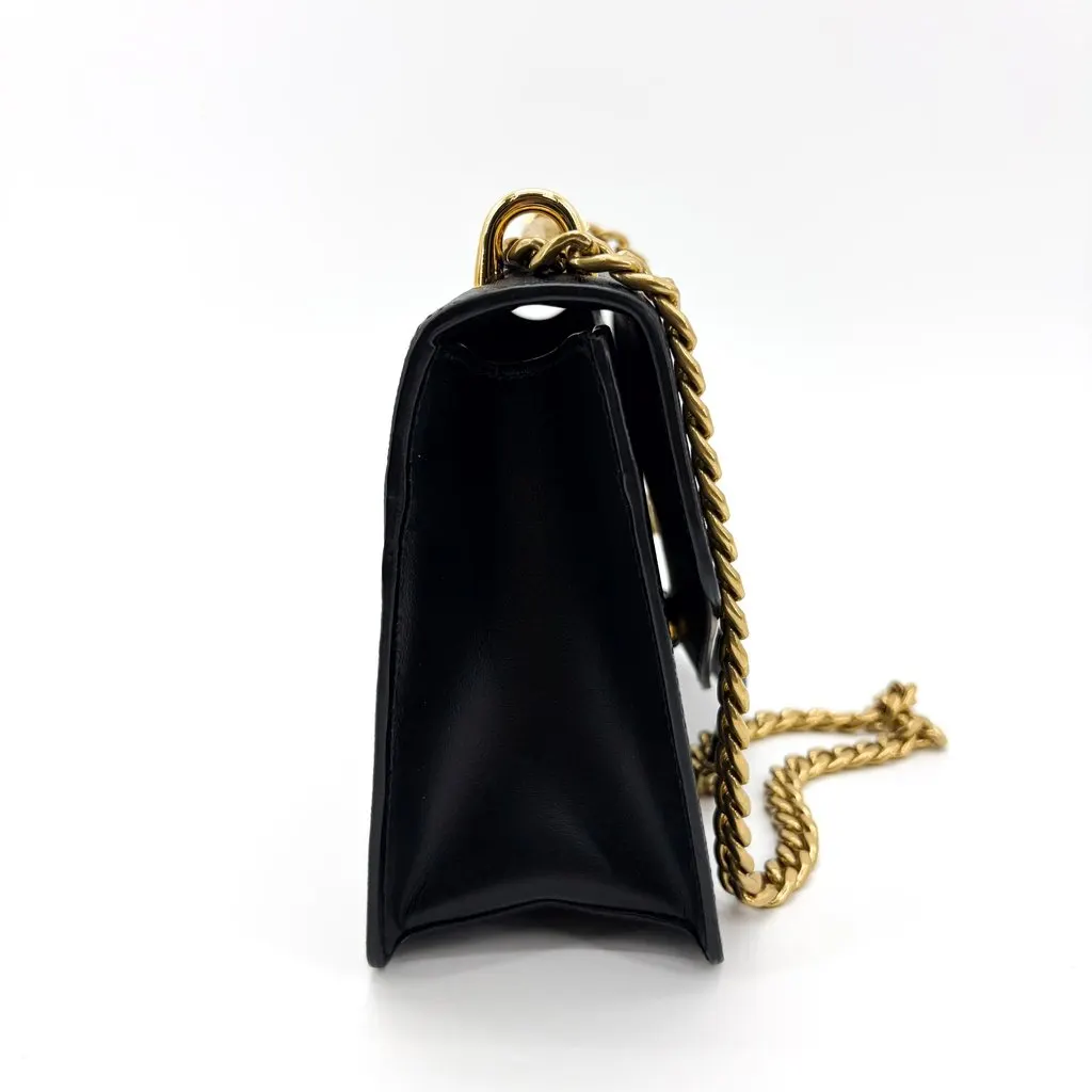 Prada Saffiano leather chain shoulder bag black with gold hardware Black Leather Very good - Box View