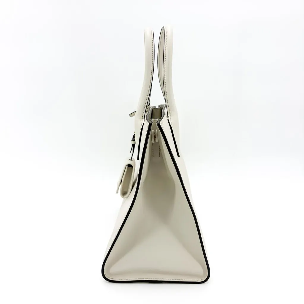 Prada Monochrome Small Saffiano Leather Tote Bag White White Leather Very good - Model View