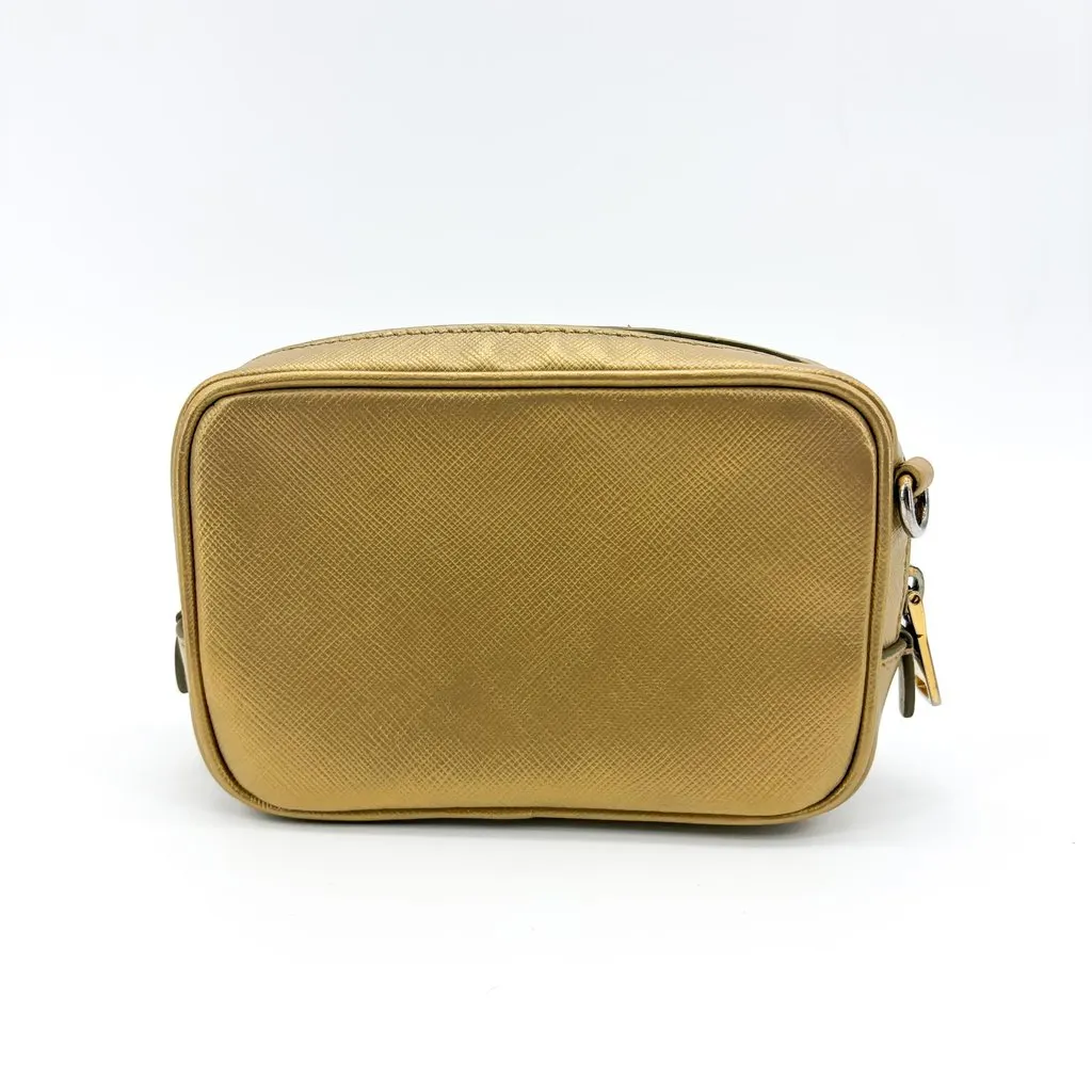 Prada Saffiano Leather Camera Bag Gold Gold Leather Good - Inside View