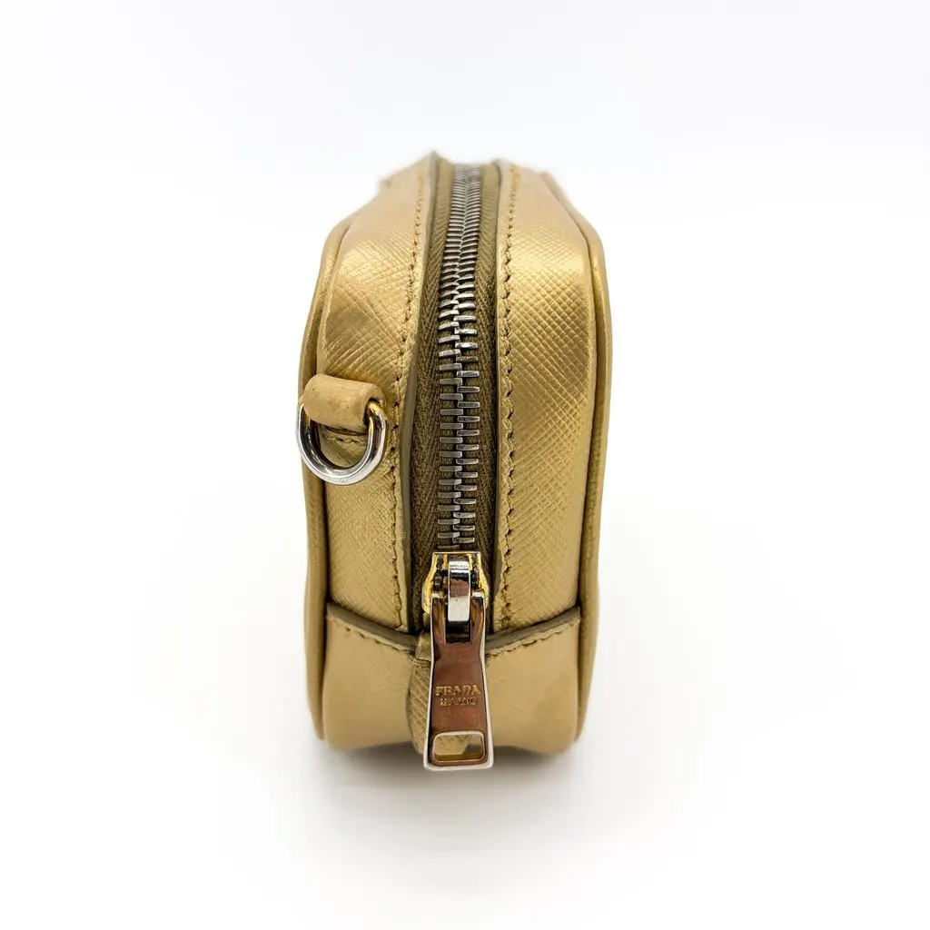 Prada Saffiano Leather Camera Bag Gold Gold Leather Good - Box View