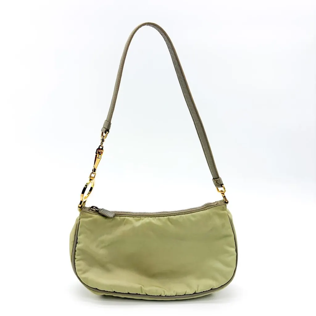 Prada Vintage Nylon Mini Shoulder Bag Light Green Green Polyamide Fair - Back View