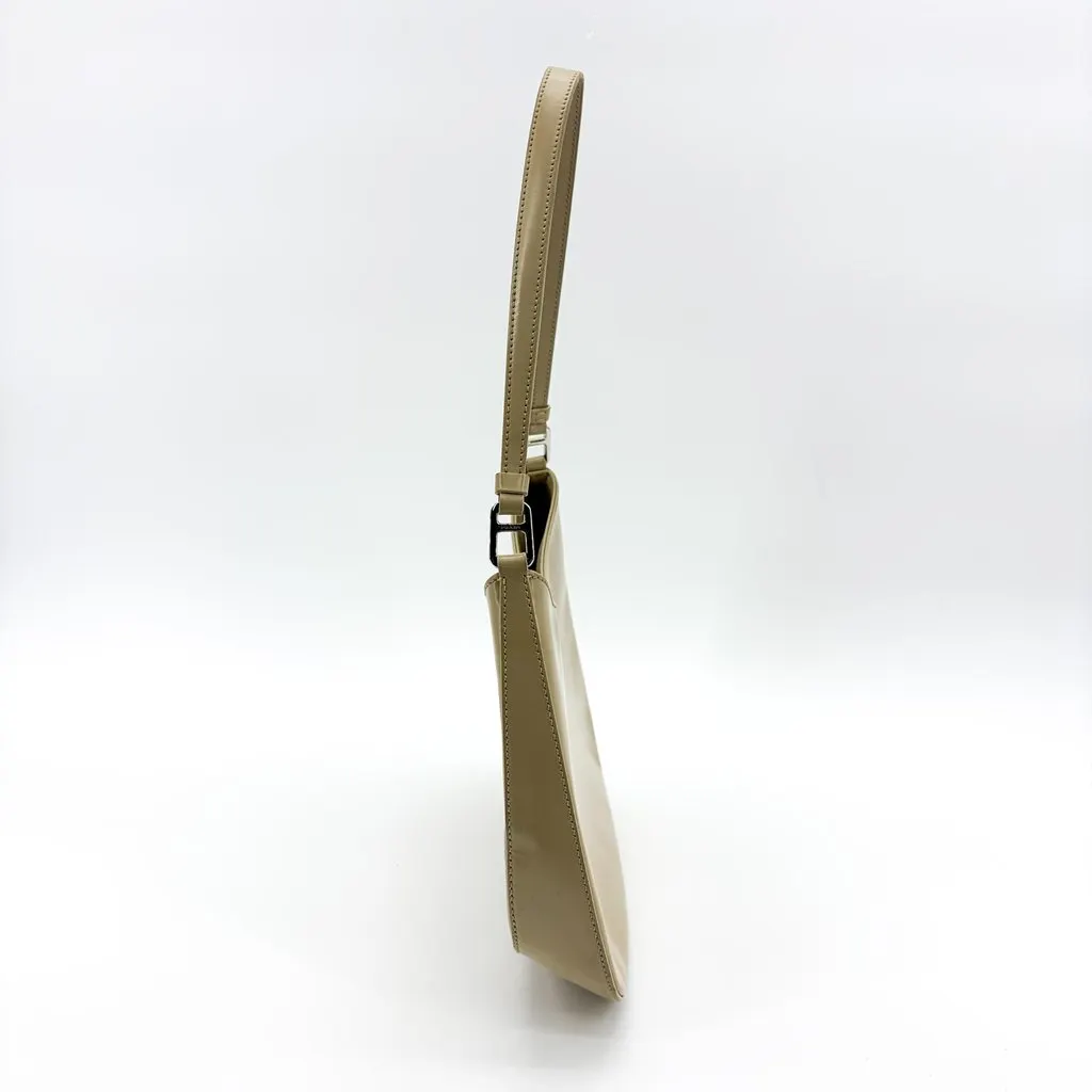 Prada Cleo Brushed Leather Shoulder Bag Khaki Beige Leather Fair - Inside View