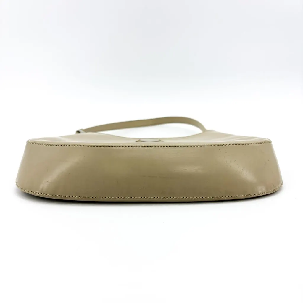 Prada Cleo Brushed Leather Shoulder Bag Khaki Beige Leather Fair - Box View