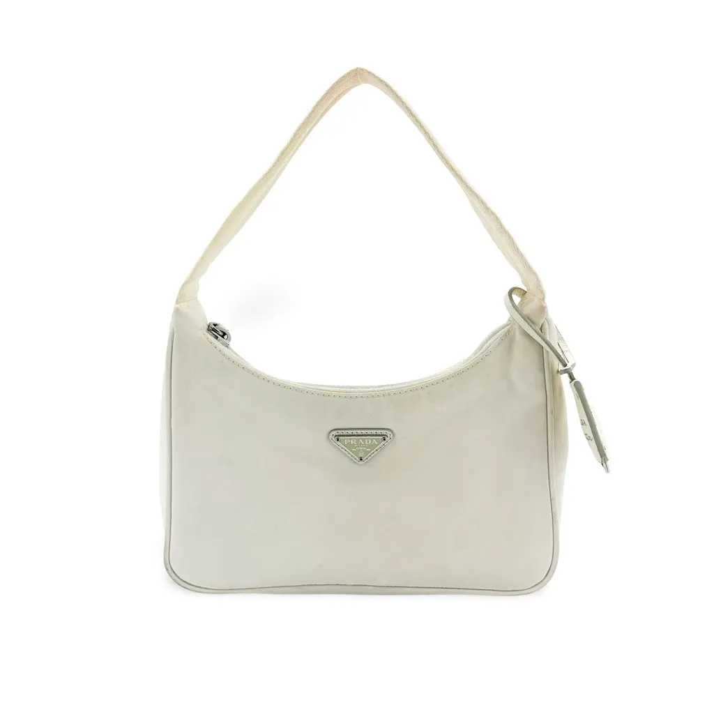 Prada Re-edition 2000 Nylon Mini Bag White White Polyamide Good - Front View