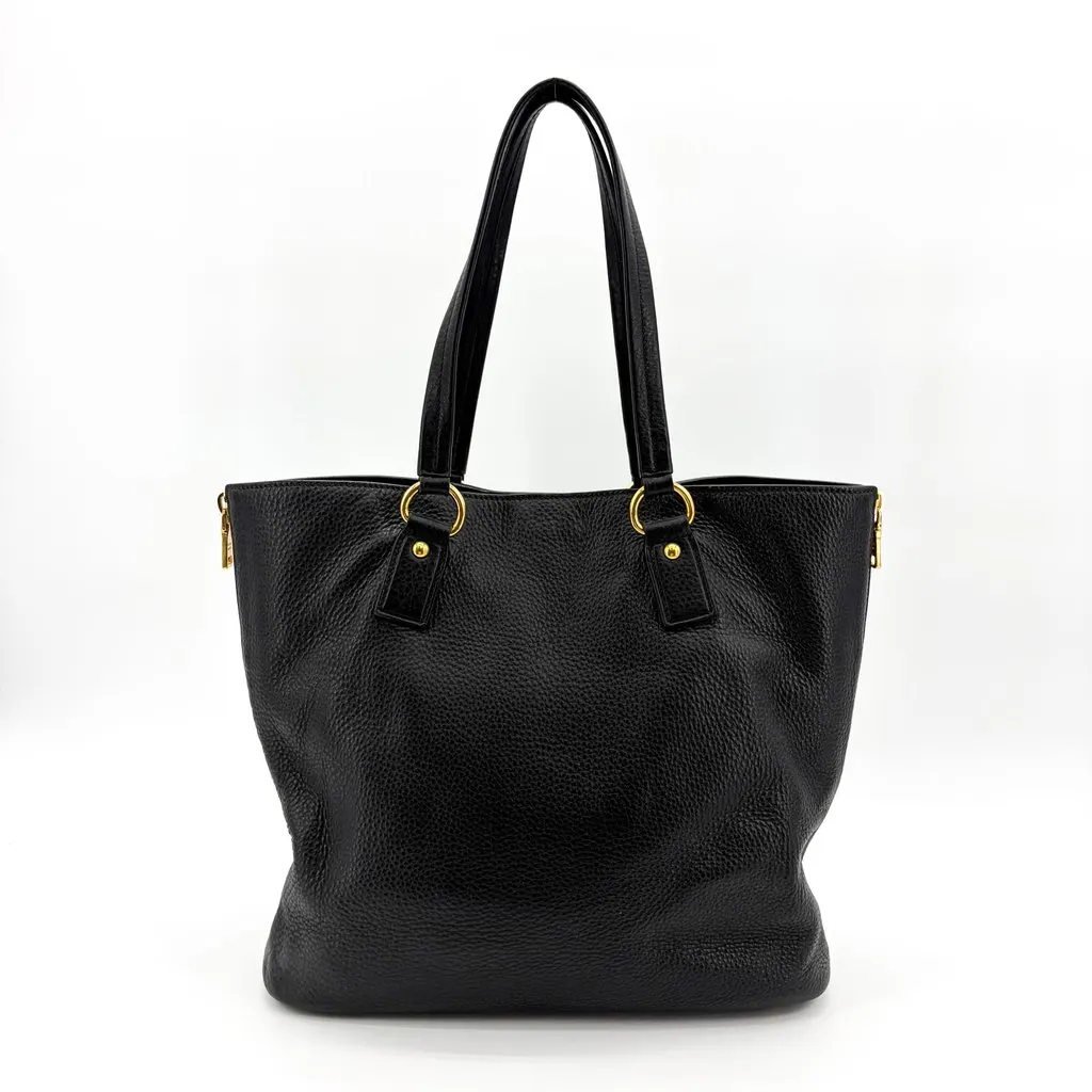 Prada Vitello Phenix Tote Bag Black Gold Hardware Black Leather Good - Inside View