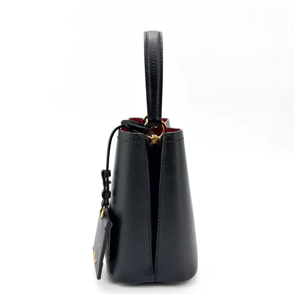 Prada Panier Saffiano Leather Small Bag Black Red Black Leather Very good - Model View