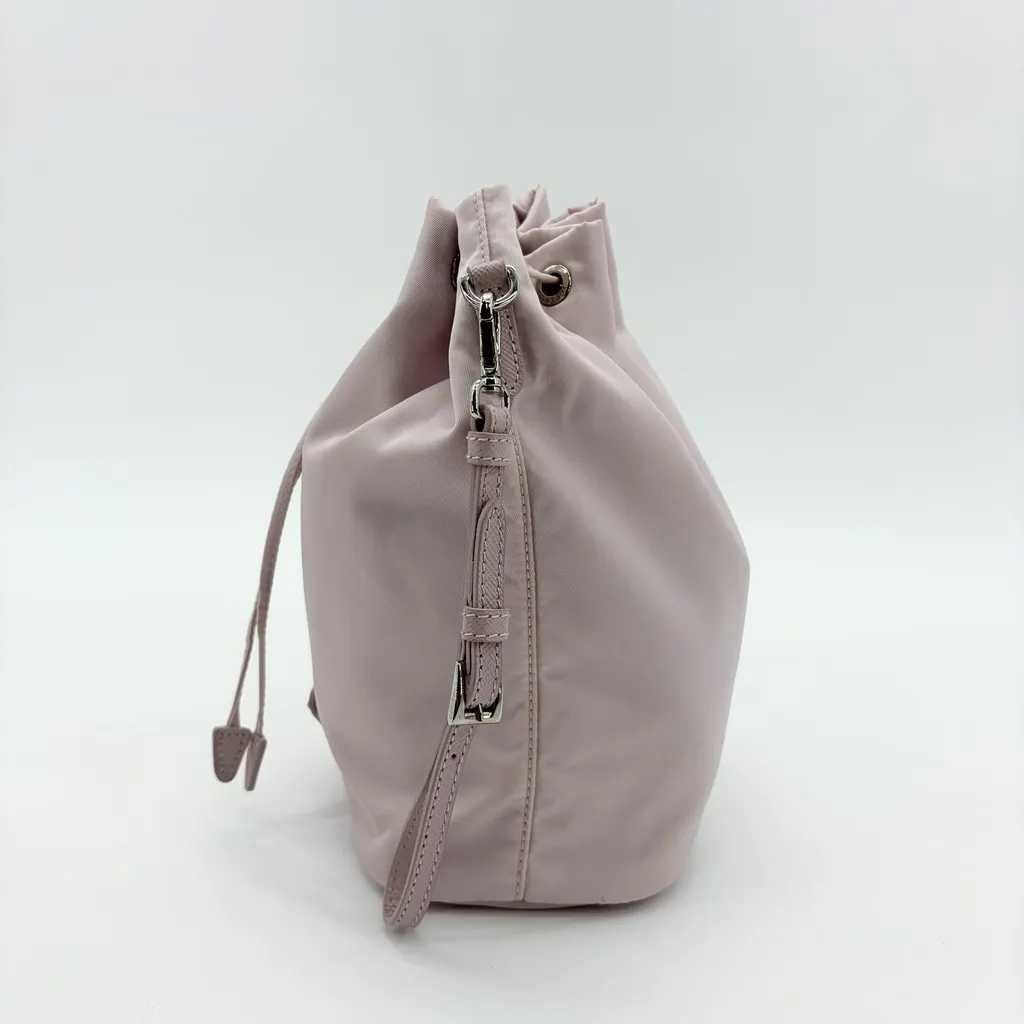 Prada Re-Nylon Drawstring Pouch Alabaster Pink Pink Polyamide Very good - Model View