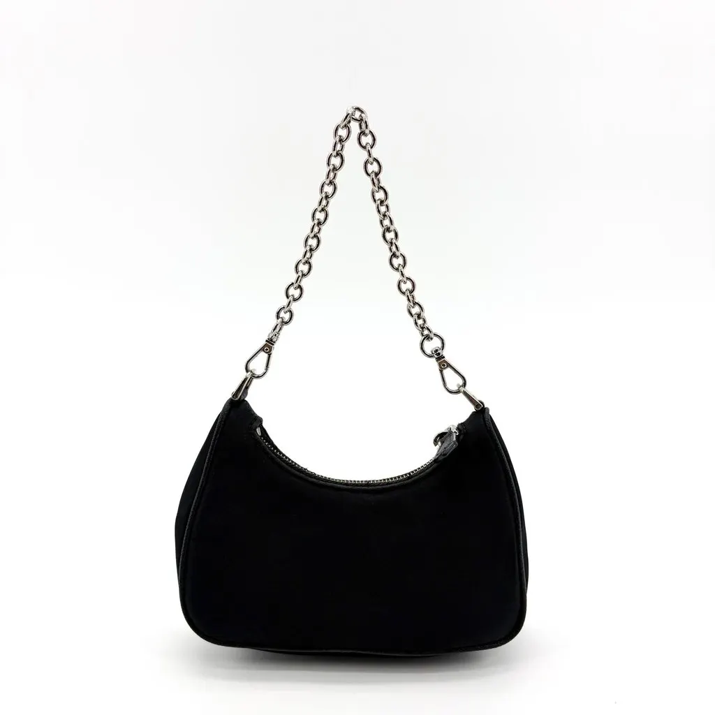 Prada Re-edition Nylon Mini Crossbody Bag Black Black Polyamide Good - Inside View