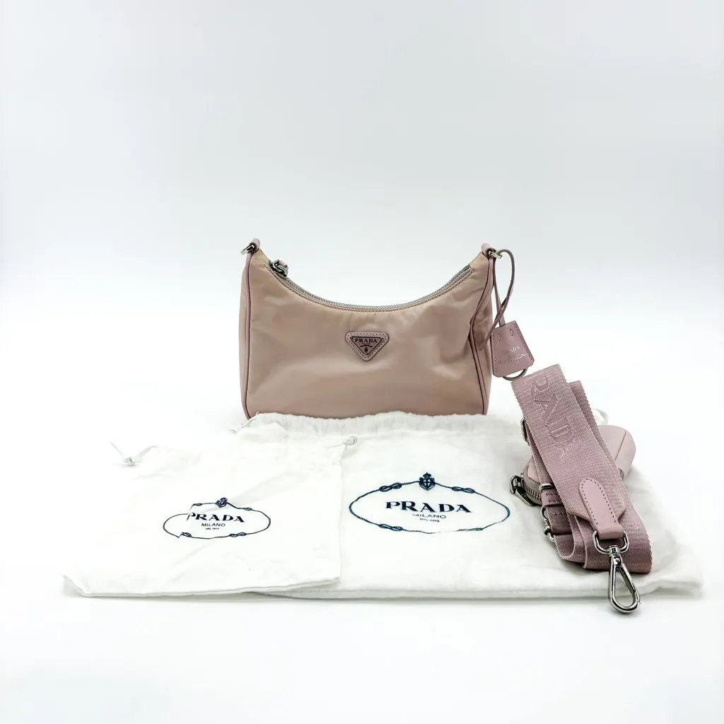 Prada Re-edition 2005 Nylon Mini Bag Alabaster Pink Pink Polyamide Fair - Back View