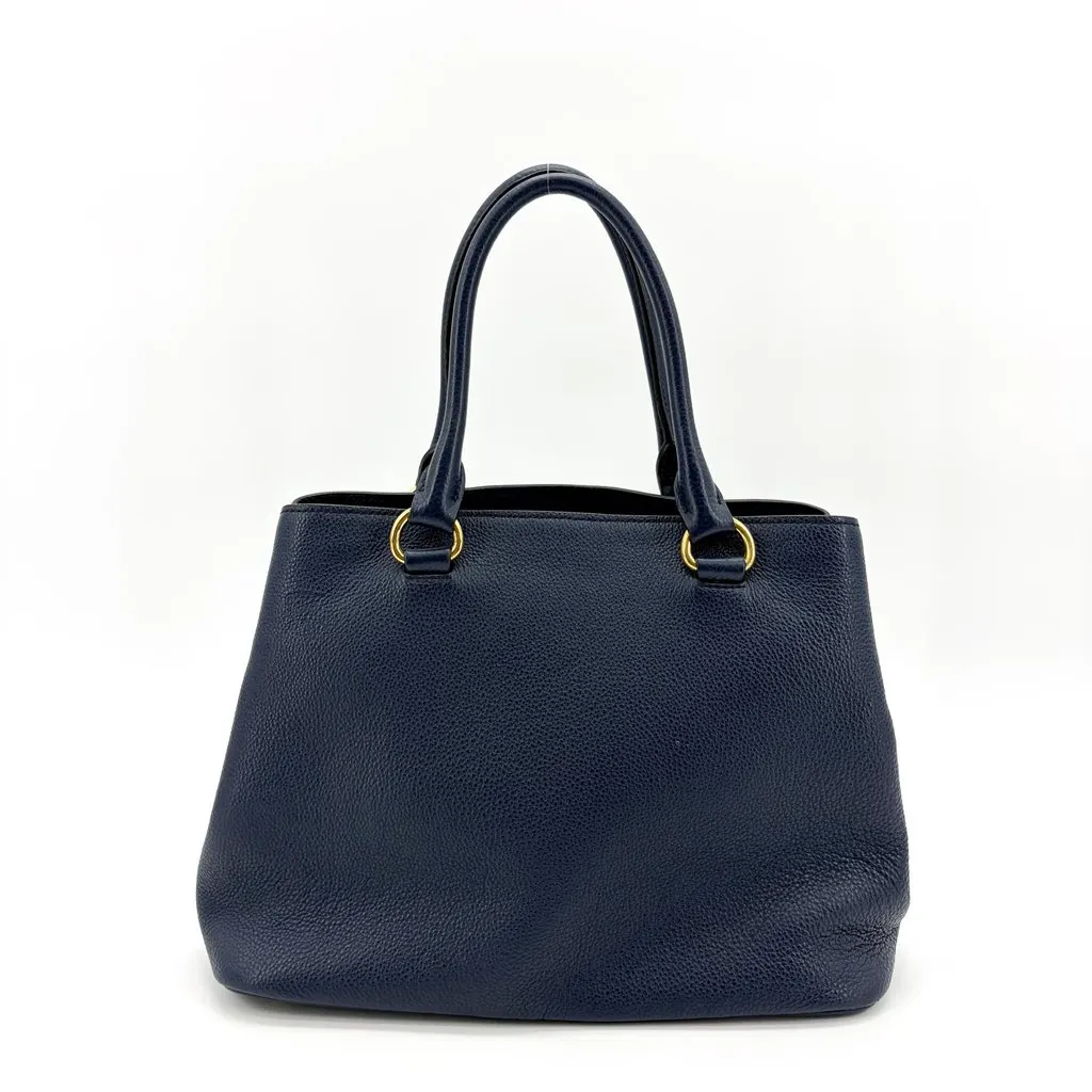 Prada Vitello Phoenix Tote Bag Baltico Gold Hardware Navy Leather Good - Inside View