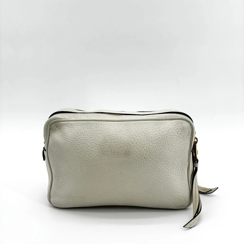 Prada Vitello Phenix Leather Camera Bag White Gold Hardware White Leather Good - Inside View