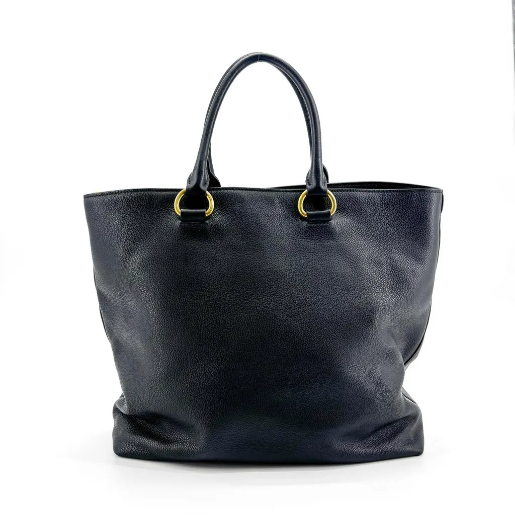 Prada Vitello Daino Leather Tote Bag Black Gold Hardware Black Leather Good - Inside View