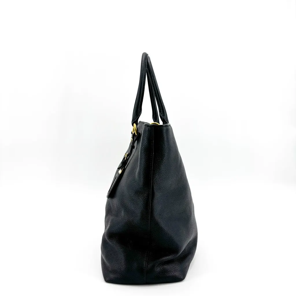Prada Vitello Daino Leather Tote Bag Black Gold Hardware Black Leather Good - Box View