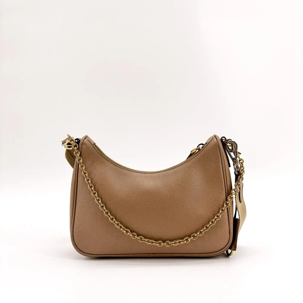 Prada Re-Edition 2005 Saffiano Leather Shoulder Bag Beige Beige Leather Very good - Inside View