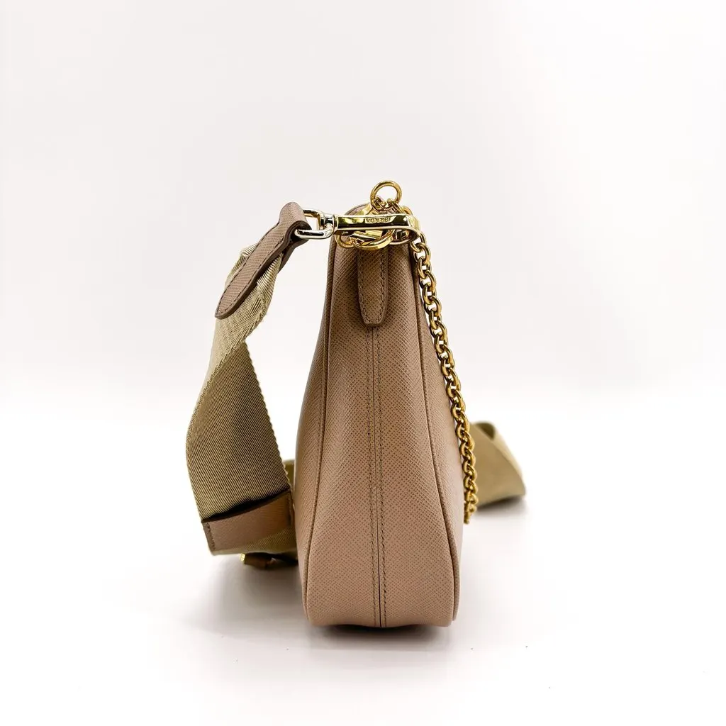 Prada Re-Edition 2005 Saffiano Leather Shoulder Bag Beige Beige Leather Very good - Box View