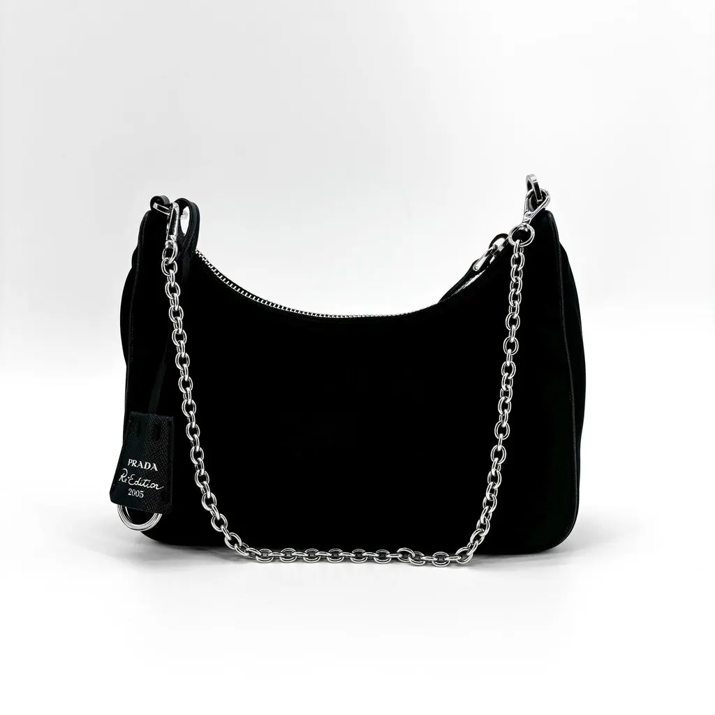 Prada Re-Edition 2005 Re-Nylon Shoulder Bag Black Black Polyamide Good - Inside View