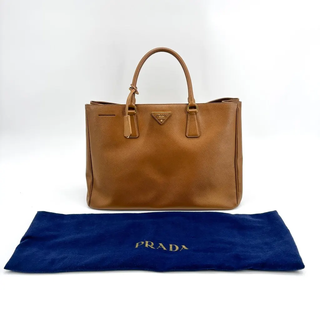 Prada Galleria Saffiano Large Tote Bag Caramel Brown Brown Leather Good - Back View